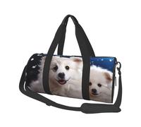 Travel Duffel Bag Foldable Weekender Overnight Bag Merry Christmas White Snow Dog Sports Tote Gym Bags Large Capacity Lightweight Carry On Luggage Bags for Men Women, Black, One Size