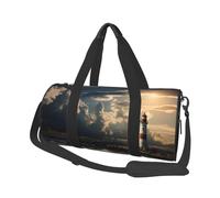 Travel Duffel Bag Foldable Weekender Overnight Bag Old Lighthouse by The Sea Sports Tote Gym Bags Large Capacity Lightweight Carry On Luggage Bags for Men Women, Black, One Size