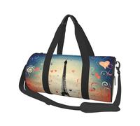 Travel Duffel Bag Foldable Weekender Overnight Bag Paris Pattern Sports Tote Gym Bag Large Capacity Lightweight Carry On Luggage Bag for Men Women, Black, One Size