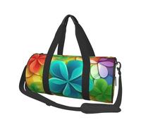 Travel Duffel Bag Foldable Weekender Overnight Bag Rainbow Circle Shamrock Sports Tote Gym Bags Large Capacity Lightweight Carry On Luggage Bags for Men Women, Black, One Size