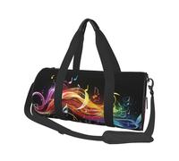 Travel Duffel Bag Foldable Weekender Overnight Bag Rainbow Musical Note Melody Sports Tote Gym Bag Large Capacity Lightweight Carry On Luggage Bag for Men Women, Black, One Size