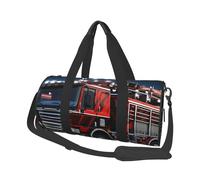 Travel Duffel Bag Foldable Weekender Overnight Bag Red Fire and Rescue Truck Sports Tote Gym Bag Large Capacity Lightweight Carry On Luggage Bag for Men Women, Black, One Size