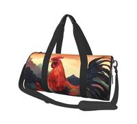 Travel Duffel Bag Foldable Weekender Overnight Bag Rooster Beautiful Art Sports Tote Gym Bag Large Capacity Lightweight Carry On Luggage Bag for Men Women, Black, One Size