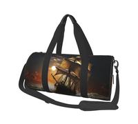 Travel Duffel Bag Foldable Weekender Overnight Bag Sailing ship in storm Sports Tote Gym Bag Large Capacity Lightweight Carry On Luggage Bag for Men Women, Black, One Size