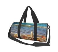 Travel Duffel Bag Foldable Weekender Overnight Bag Seashells on the Sandy Beach Sports Tote Gym Bags Large Capacity Lightweight Carry On Luggage Bags for Men Women, Black, One Size