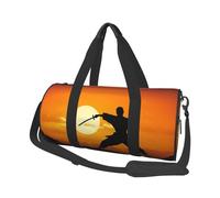 Travel Duffel Bag Foldable Weekender Overnight Bag Sun Karate Silhouette Sports Tote Gym Bag Large Capacity Lightweight Carry On Luggage Bag for Men Women, Black, One Size