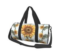 Travel Duffel Bag Foldable Weekender Overnight Bag Sunflower Hand Painted Floral Sports Tote Gym Bag Large Capacity Lightweight Carry On Luggage Bag for Men Women, Black, One Size