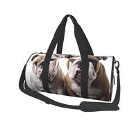 Travel Duffel Bag Foldable Weekender Overnight Bag Two Cute Bulldog Dogs Sports Tote Gym Bags Large Capacity Lightweight Carry On Luggage Bags for Men Women, Black, One Size