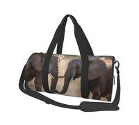 Travel Duffel Bag Foldable Weekender Overnight Bag Two Elephants Playing Sports Tote Gym Bag Large Capacity Lightweight Carry On Luggage Bag for Men Women, Black, One Size