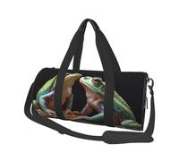 Travel Duffel Bag Foldable Weekender Overnight Bag Two Frogs Sports Tote Gym Bag Large Capacity Lightweight Carry On Luggage Bag for Men Women, Black, One Size