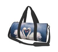 Travel Duffel Bag Foldable Weekender Overnight Bag Valentine's Day Couple of Swans Heart Sports Tote Gym Bags Large Capacity Lightweight Carry On Luggage Bags for Men Women, Black, One Size