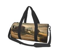 Travel Duffel Bag Foldable Weekender Overnight Bag View of Typical Tuscany Landscape Sports Tote Gym Bag Large Capacity Lightweight Carry On Luggage Bag for Men Women, Black, One Size