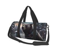Travel Duffel Bag Foldable Weekender Overnight Bag Winter Bear Sports Tote Gym Bag Large Capacity Lightweight Carry On Luggage Bag for Men Women, Black, One Size