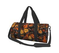 Travel Duffel Bag Foldable Weekender Overnight Bags Heaps of Orange Monarch Butterflies Sports Tote Gym Bag Large Capacity Lightweight Carry On Luggage Bags for Men Women, Black, One Size
