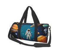 Travel Duffel Bag Foldable Weekender Overnight Bags Outer Space Rocket Astronaut Sports Tote Gym Bag Large Capacity Lightweight Carry On Luggage Bags for Men Women, Black, One Size