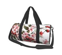 Travel Duffel Bag Foldable Weekender Overnight Bags Realistic Cherry Florals Sports Tote Gym Bag Large Capacity Lightweight Carry On Luggage Bags for Men Women, Black, One Size