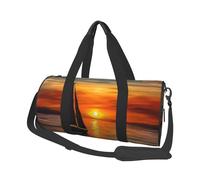 Travel Duffel Bag Foldable Weekender Overnight Bags Sunrise Sailing Boat Sports Tote Gym Bag Large Capacity Lightweight Carry On Luggage Bags for Men Women, Black, One Size