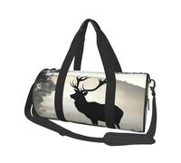 Travel Duffel Bag Foldable Weekender Overnight Bags Wildlife Deer Silhouette Sports Tote Gym Bag Large Capacity Lightweight Carry On Luggage Bags for Men Women, Black, One Size