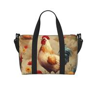 Travel Duffel Bag for Men Gym Bag, Art Chicken Animal Painting Luggage Bag with Shoulder Strap, Large Gym Tote Bag for Women, Weekender Overnight Bag, Foldable Carry on Bag for Airplane