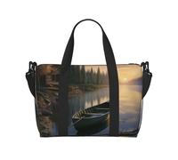 Travel Duffel Bag for Men Gym Bag, canoe by the water Luggage Bag with Shoulder Strap, Large Gym Tote Bag for Women, Weekender Overnight Bag, Foldable Carry on Bag for Airplane