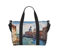 Travel Duffel Bag for Men Gym Bag, Grand canal in Italy Luggage Bag with Shoulder Strap, Large Gym Tote Bag for Women, Weekender Overnight Bag, Foldable Carry on Bag for Airplane