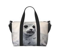 Travel Duffel Bag for Men Gym Bag, Harp Seal Painting Luggage Bag with Shoulder Strap, Large Gym Tote Bag for Women, Weekender Overnight Bag, Foldable Carry on Bag for Airplane