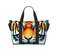 Travel Duffel Bag for Men Gym Bag, Little Fat Tiger Head Luggage Bag with Shoulder Strap, Large Gym Tote Bag for Women, Weekender Overnight Bag, Foldable Carry on Bag for Airplane