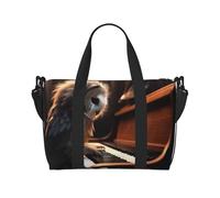 Travel Duffel Bag for Men Gym Bag, Owl Plays Piano Luggage Bag with Shoulder Strap, Large Gym Tote Bag for Women, Weekender Overnight Bag, Foldable Carry on Bag for Airplane