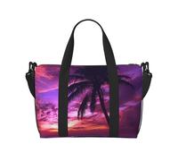 Travel Duffel Bag for Men Gym Bag, Palm Tree Purple Sunset Luggage Bag with Shoulder Strap, Large Gym Tote Bag for Women, Weekender Overnight Bag, Foldable Carry on Bag for Airplane