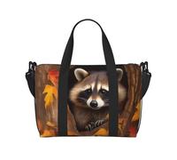 Travel Duffel Bag for Men Gym Bag, Raccoon in The Fall Tree Hole Luggage Bag with Shoulder Strap, Large Gym Tote Bag for Women, Weekender Overnight Bag, Foldable Carry on Bag for Airplane