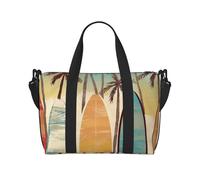 Travel Duffel Bag for Men Gym Bag, Surfboard Palm Tree Luggage Bag with Shoulder Strap, Large Gym Tote Bag for Women, Weekender Overnight Bag, Foldable Carry on Bag for Airplane