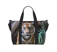 Travel Duffel Bag for Men Gym Bag, Tiger in the zoo Luggage Bag with Shoulder Strap, Large Gym Tote Bag for Women, Weekender Overnight Bag, Foldable Carry on Bag for Airplane
