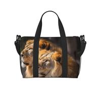 Travel Duffel Bag for Men Gym Bag, Two Lions Luggage Bag with Shoulder Strap, Large Gym Tote Bag for Women, Weekender Overnight Bag, Foldable Carry on Bag for Airplane