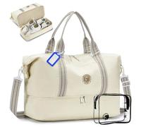 Travel Duffel Bag for Spirit Frontier Airlines Personal Item Bag 18x14x8 with Shoe Compartment,32L Weekender Overnight, Beige