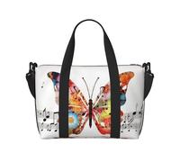 Travel Duffel Bag for Women, Large Shoulder Weekender Overnight Bag, Sport Gym Bag for Men, Carry On Tote Bags, Music Butterfly Luggage Bag for Travel Essentials