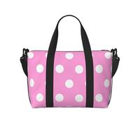 Travel Duffel Bag for Women, Large Shoulder Weekender Overnight Bag, Sport Gym Bag for Men, Carry On Tote Bags, Pink Polka Dots Luggage Bag for Travel Essentials