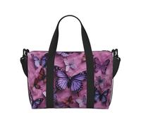 Travel Duffel Bag for Women, Large Shoulder Weekender Overnight Bag, Sport Gym Bag for Men, Carry On Tote Bags, All butterflies are on purple background Luggage Bag for Travel Essentials