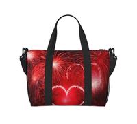 Travel Duffel Bag for Women, Large Shoulder Weekender Overnight Bag, Sport Gym Bag for Men, Carry On Tote Bags, Red Fireworks Luggage Bag for Travel Essentials