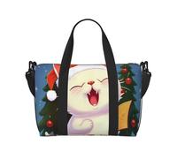 Travel Duffel Bag for Women, Large Shoulder Weekender Overnight Bag, Sport Gym Bag for Men, Carry On Tote Bags, Cute Cat Sing Christmas Carols Luggage Bag for Travel Essentials