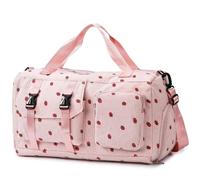 Travel Duffel Bag for Women, Large Weekender with Shoe Compartment & Wet Pocket, Foldable Overnight Gym Sports Bag, Cute Travel Bag with Luggage Sleeve (Pink)