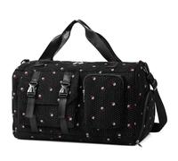 Travel Duffel Bag for Women, Large Weekender with Shoe Compartment & Wet Pocket, Foldable Overnight Gym Sports Bag, Cute Travel Bag with Luggage Sleeve (Black)