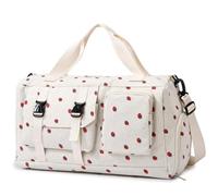 Travel Duffel Bag for Women, Large Weekender with Shoe Compartment & Wet Pocket, Foldable Overnight Gym Sports Bag, Cute Travel Bag with Luggage Sleeve (White)