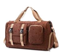 Travel Duffel Bag for Women, Large Weekender with Shoe Compartment & Wet Pocket, Foldable Overnight Gym Sports Bag, Cute Travel Bag with Luggage Sleeve (Brown)