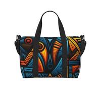 Travel Duffel Bag for Women Men Weekender Bags Sports Gym Bag African style textile pattern Travel Bag Carry on Overnight Bag Waterproof Luggage Bag with Shoulder Strap, Black, One Size