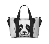 Travel Duffel Bag for Women Men Weekender Bags Sports Gym Bag Anime Panda Face Travel Bag Carry on Overnight Bag Waterproof Luggage Bag with Shoulder Strap, Black, One Size