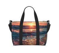 Travel Duffel Bag for Women Men Weekender Bags Sports Gym Bag Beach Wave Sun Cloud Travel Bag Carry on Overnight Bag Waterproof Luggage Bag with Shoulder Strap, Black, One Size