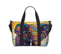Travel Duffel Bag for Women Men Weekender Bags Sports Gym Bag Colorful Elephant Travel Bag Carry on Overnight Bag Waterproof Luggage Bag with Shoulder Strap, Black, One Size