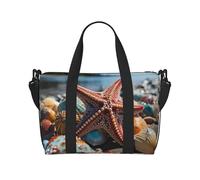 Travel Duffel Bag for Women Men Weekender Bags Sports Gym Bag Colorful starfish on the beach Travel Bag Carry on Overnight Bag Waterproof Luggage Bag with Shoulder Strap, Black, One Size