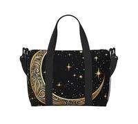 Travel Duffel Bag for Women Men Weekender Bags Sports Gym Bag Crescent moon pattern on black background Travel Bag Carry on Overnight Bag Waterproof Luggage Bag with Shoulder Strap, Black, One Size
