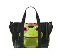 Travel Duffel Bag for Women Men Weekender Bags Sports Gym Bag Crown frog Travel Bag Carry on Overnight Bag Waterproof Luggage Bag with Shoulder Strap, Black, One Size